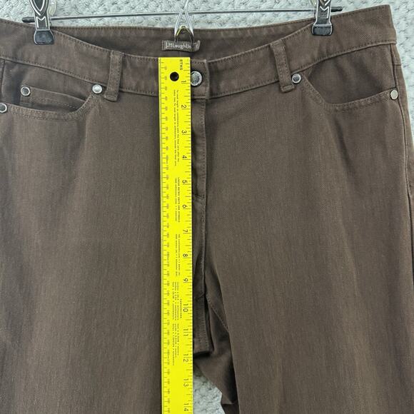 J McLaughlin Pants Women 12 Brown Mid Rise Slim Pockets Stretch Button Zip - Picture 6 of 15